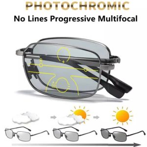 Folding Photochromic Progressive Reading Glasses